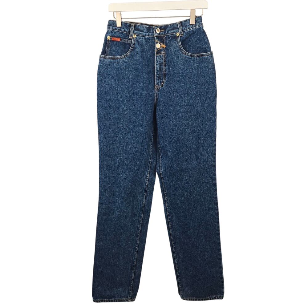 Lawman Vintage 90s High Rise Western Jeans Concho Button Sides Denim Blue 11